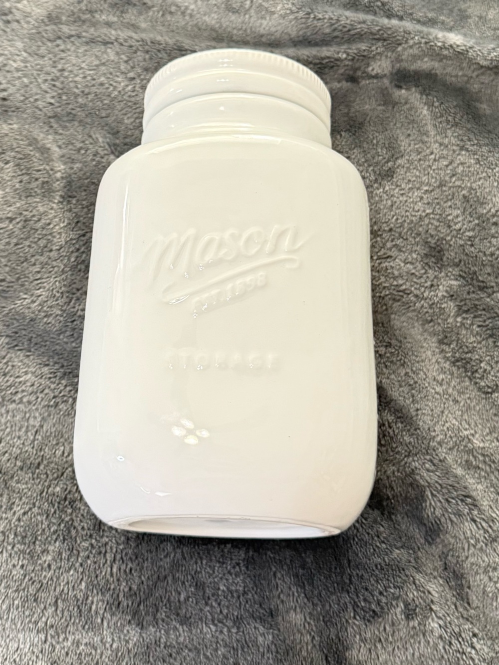 Tabletops Gallery White Porcelain Mason Jar
Storage Canister 40oz